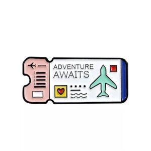 Adventure Awaits Boarding Pass Enamel Pin, Adventure Pin